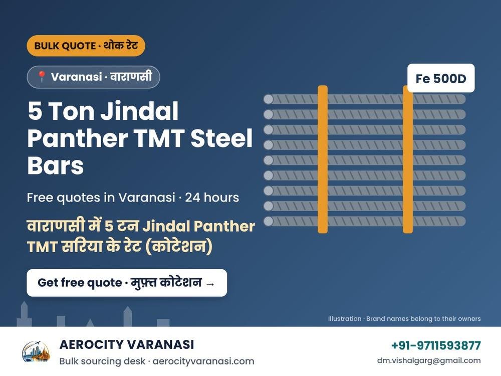 5 Ton Jindal Panther TMT Steel Bars Quotes in Varanasi