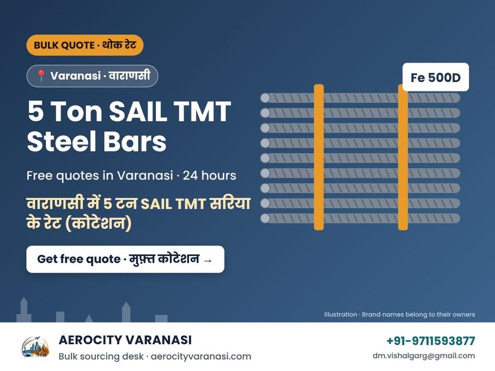 5 Ton SAIL TMT Steel Bars Quotes in Varanasi