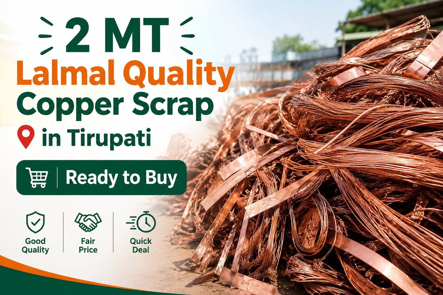 Required: 2 MT Lalmal Quality Copper Scrap in Tirupati – Ready to Buy