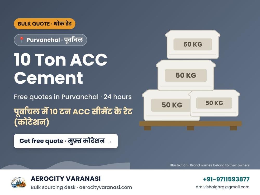 पूर्वांचल में 10 टन ACC सीमेंट के रेट (कोटेशन)