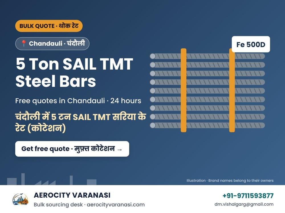 5 Ton SAIL TMT Steel Bars Quotes in Chandauli