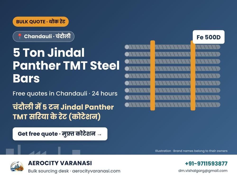 5 Ton Jindal Panther TMT Steel Bars Quotes in Chandauli