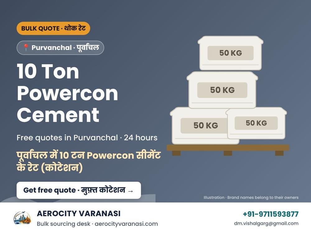पूर्वांचल में 10 टन Powercon सीमेंट के रेट (कोटेशन)